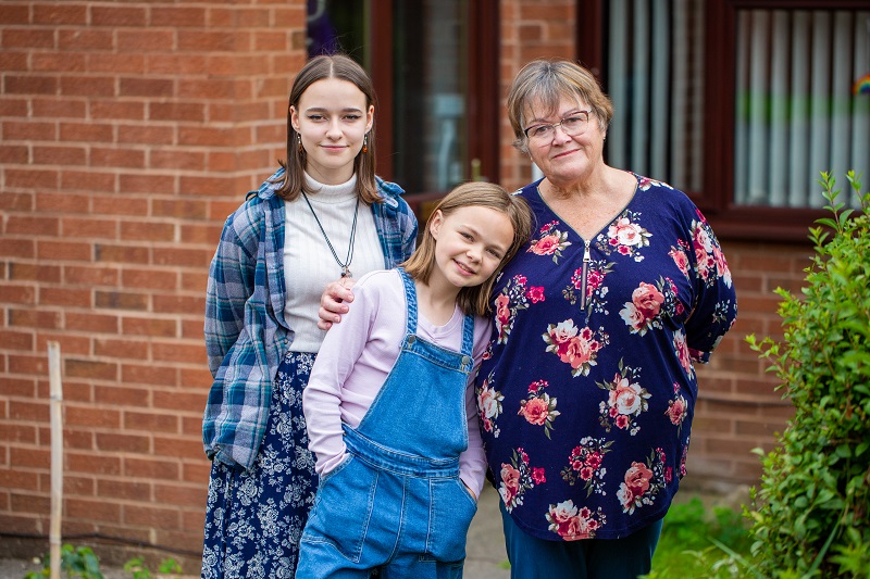 Lady with two girls