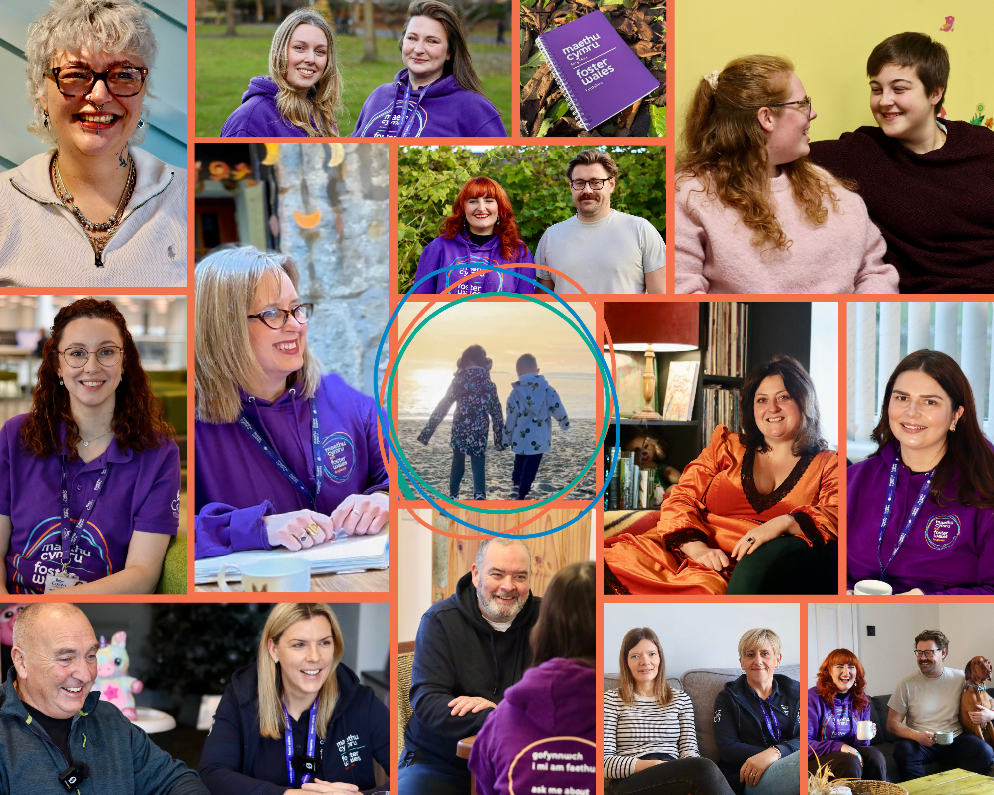 Collage of fostering teams and foster carers in North Wales