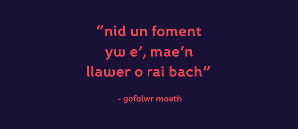 “Nid un foment yw e’, mae’n llawer o rai bach.”